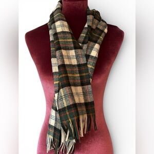 Pendleton Green Plaid Wool Scarf 50x25